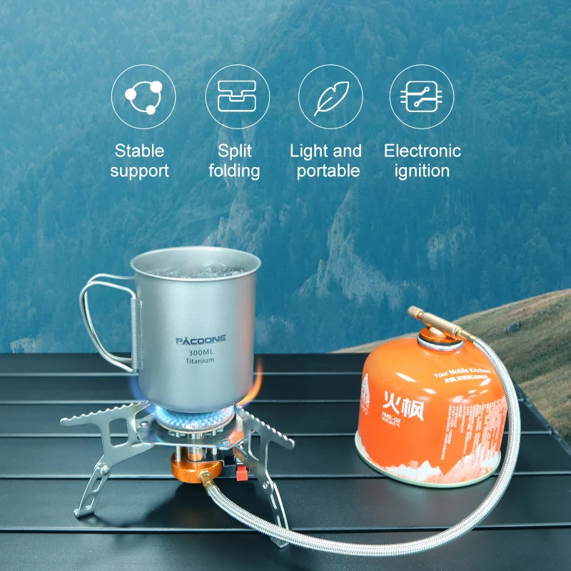 PACOONE Tourist Burner Camping Gas Stove Picnic Camp Stove Outdoor Windproof  Portable Folding Ultralight Cooker For Hiking New