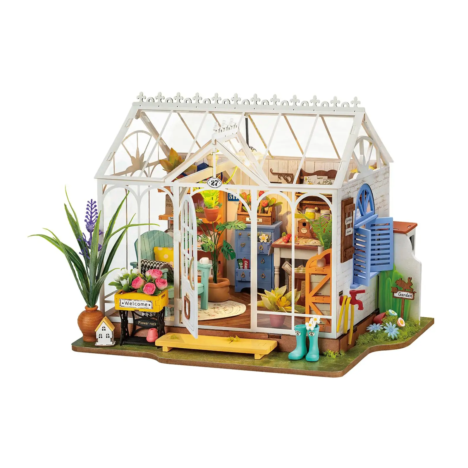 Houten miniatuur poppenhuis Leuk om creatief houten huis te bouwen voor kinderen en tieners