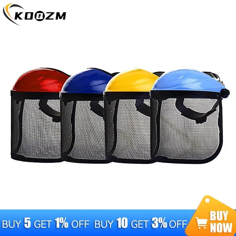 1PCS Garden Grass Trimmer Safety Helmet Hat With Full Face Mesh Visor For Logging Brush Cutter Forestry Protection Metal+Plastic