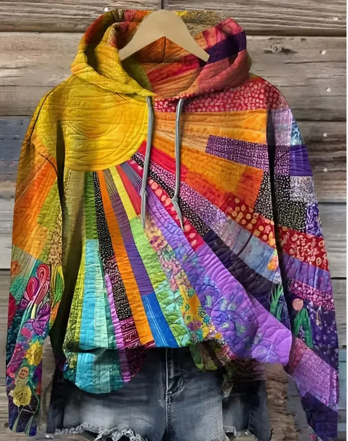 Fashion Colorful Sun Pattern 3D Print Hoodies Women's Pullover Hooded Sweatshirts Y2K Tops Street Tracksuit Unisex Coat Clothing