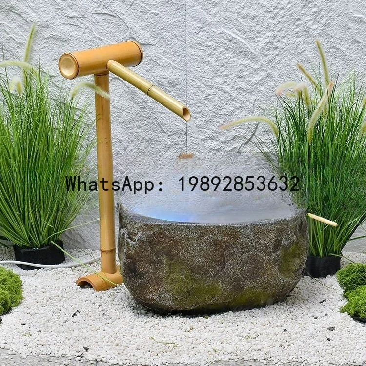 CZ Bamboo Balcony Indoor Staircase Landscape Rockery Circulating Water Living Room Entryway Floor Water Flowing Ornament