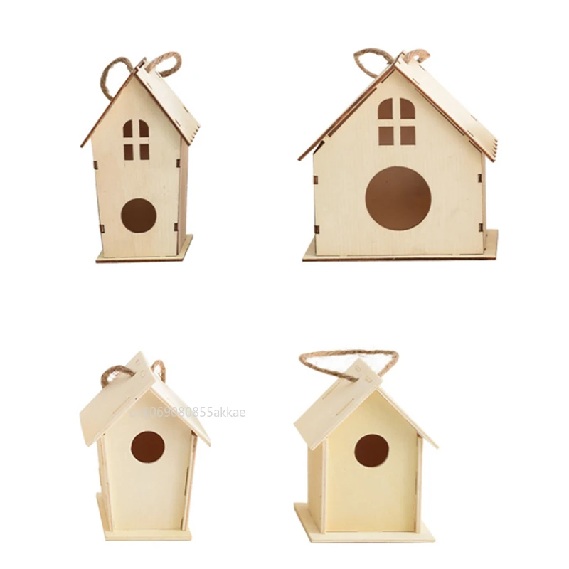 Bluebirds House Solid Wood Bird House Hanging Nice Bird Nest Designed with Entrances and Perches for Small Birds