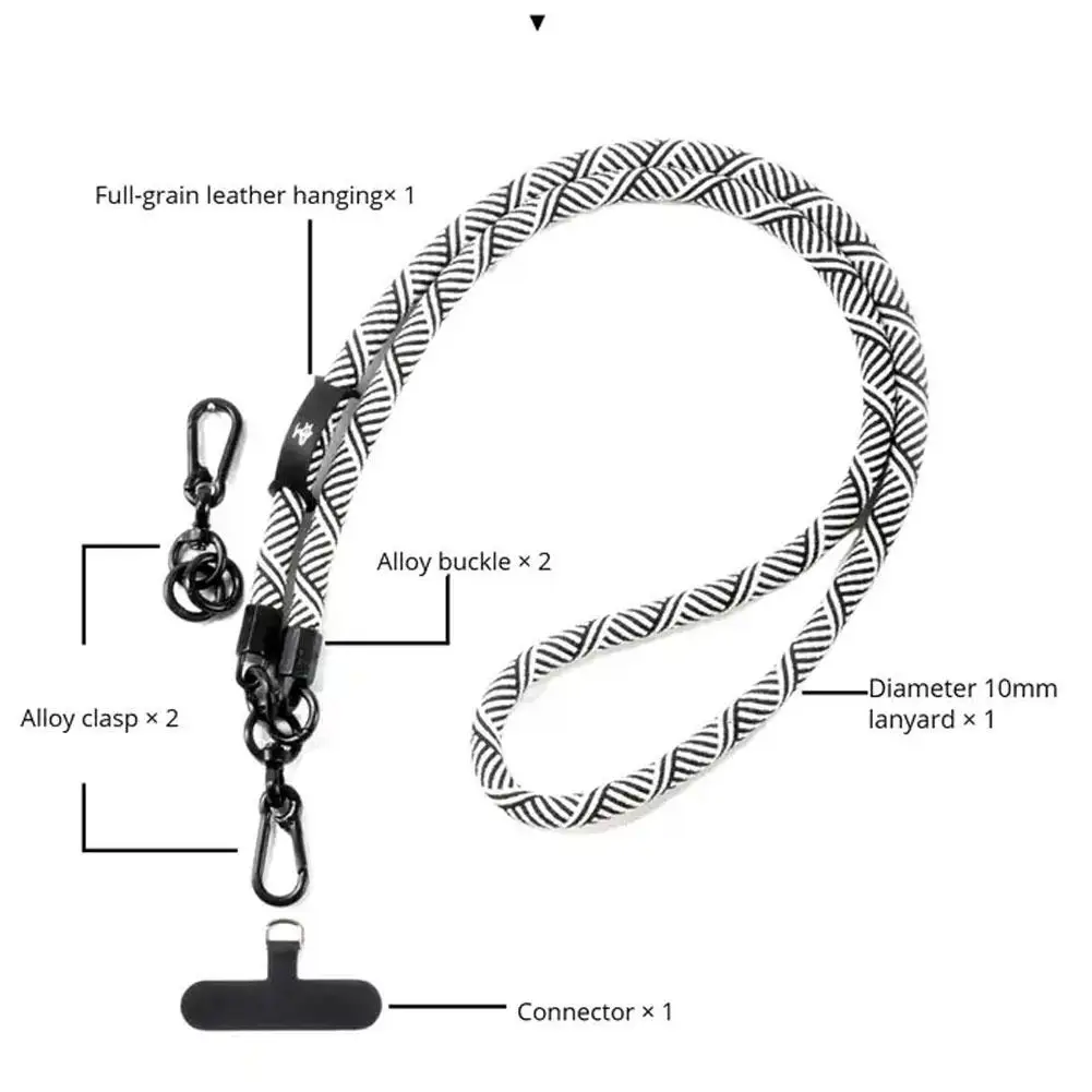 10MM Long Mobile Phone Lanyard Adjustable Cross-body Hanging Shoulder  Anti-Lost Lanyard Straps Rope Cell Phone Accessories