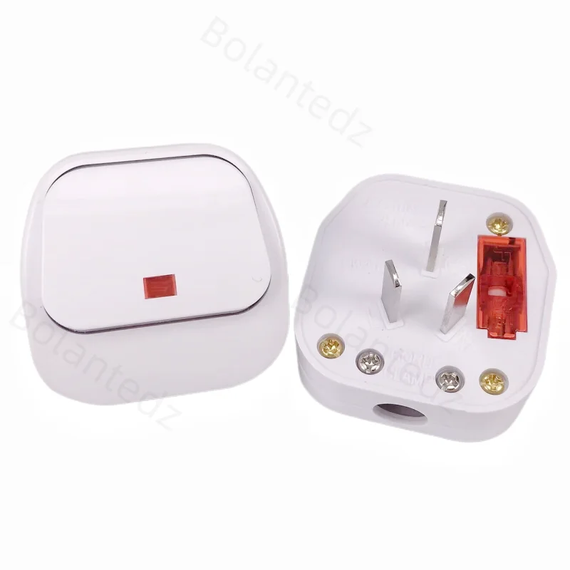 UK/Large South Africa/Australia Standard Power Switch Rewireable Plug With Fuse, Power Cord Cable 3-Pins Connector