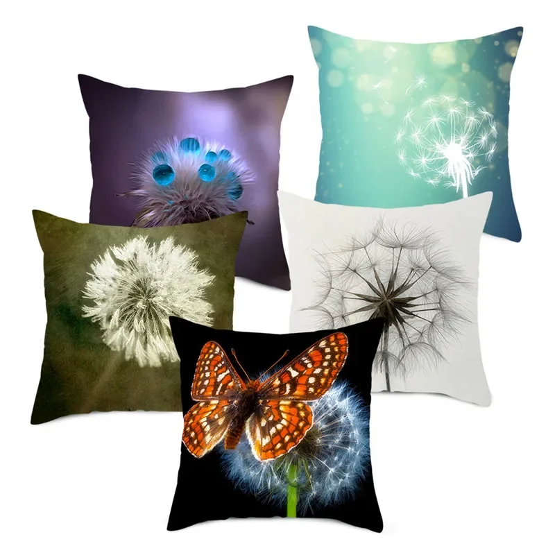 Dandelion Printed Cushion Covers Romance Pillows Cover Polyester Pillowcase for Home Sofa Decorative  covers decorative