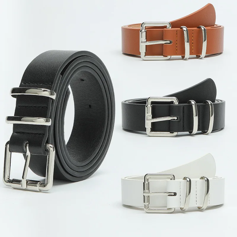 New silver pin buckle fashion simple decorative belt with jeans casual pants high-grade belt woman