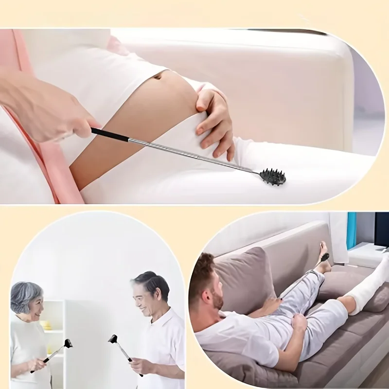 Retractable Cactus-Shaped Back Scratcher with 1/4 and 1/2 Retractable Spikes - Heavy-Duty Pvc Itch-Relief Stick, Suitable for Both Men and Women, One-Handed Operation, Adjustable Length, Portable Back Massager, Suitable for Bed, Sofa, Travel - Durable Cactus-Shaped Design view 5