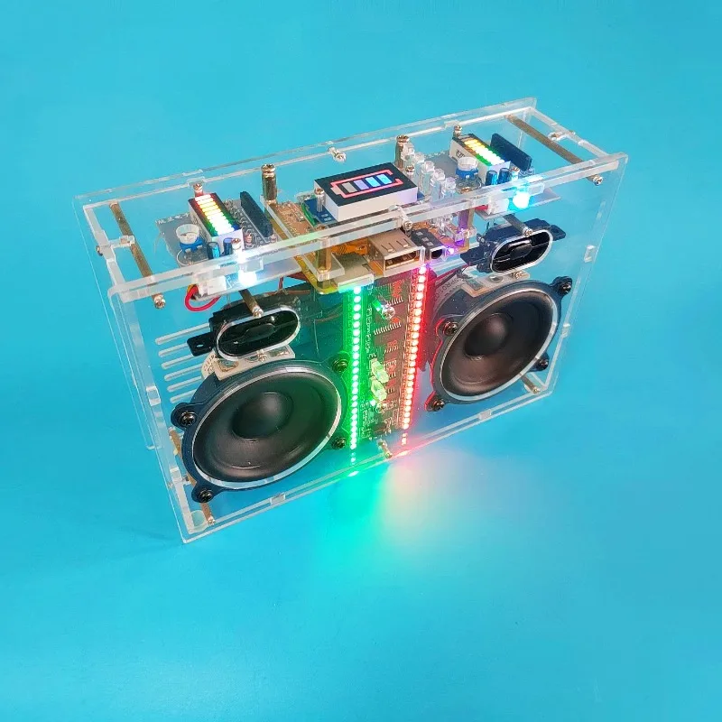 Charging Bluetooth Speaker DIY Kit with RGB Spectrum Light FM Radio Amplifier Audio Electronic Production Welding Exercise