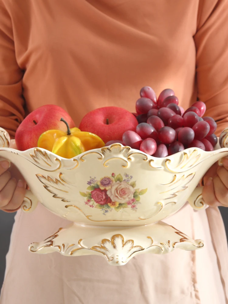 Ceramic Candy Plate Living Room Large Fruit Bowl Coffee Table Storage Decoration Luxury Fruit Basin Home Wedding Gift