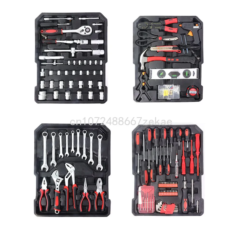 Repair Tool Set Household Hand Tool Set with Tool Belt Professional Tools 187 Piece Aluminum Trolley Case Set Silver House