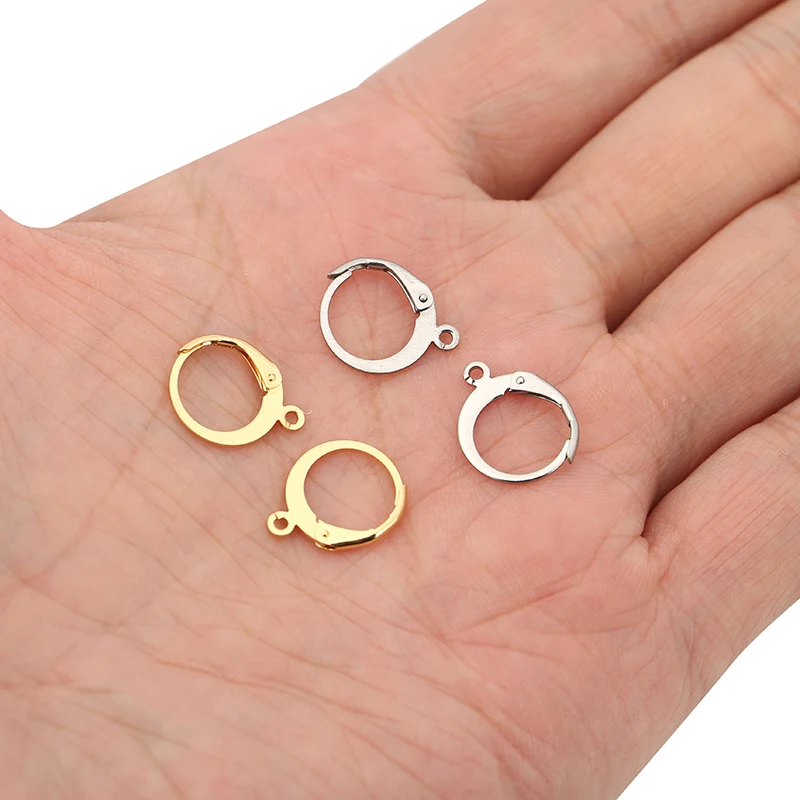 20pcs 12mm Stainless Steel Earring Hooks Lot Hypoallergenic Gold Color French Earrings Hooks Clasps Wire For Diy Jewelry Making