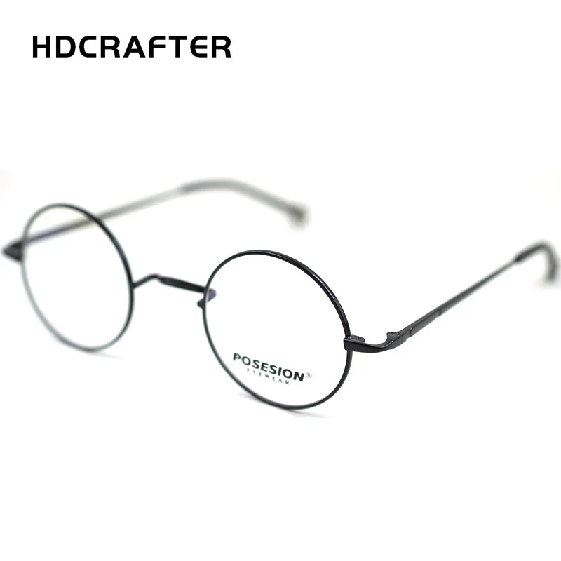 HDCRAFTER 13.5g Light New Vintage Round Men Metal Reading Glasses Frame Prescription Optical Eyewear Frames Clear Lens For Women
