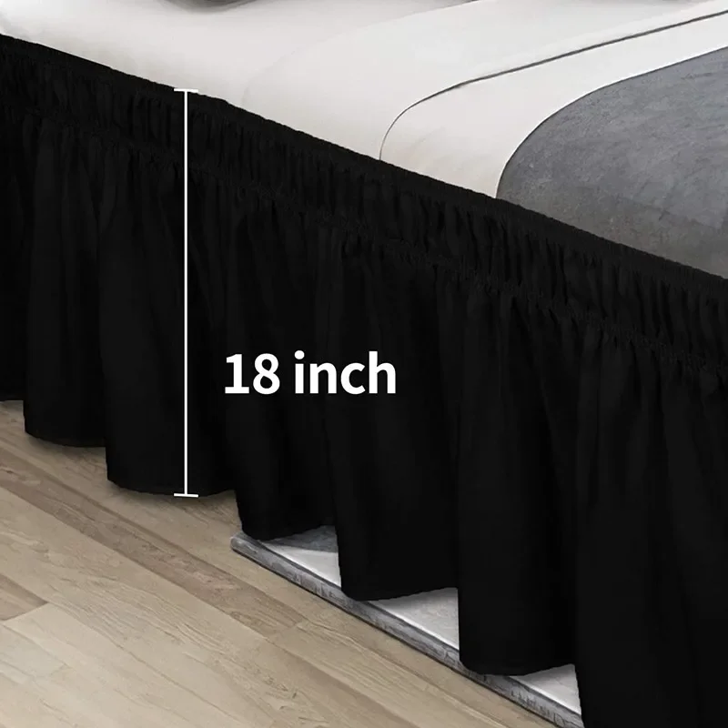 Wrap Around Ruffled Bed Skirts for Queen Beds 15 Inch Drop With Adjustable Elastic Dust Ruffle Easy Fit Wrinkle Resistant Fabric