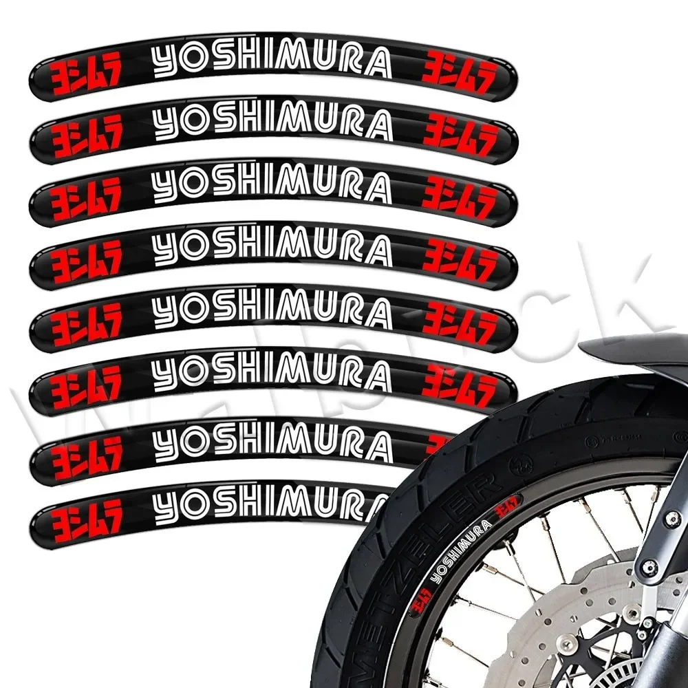 1set/8pcs 3D Gel Motorcycle Wheel Sticker 16″ 17″ 18″ 21″ Rim Stripe Decal Yoshimura Accessories Waterproof