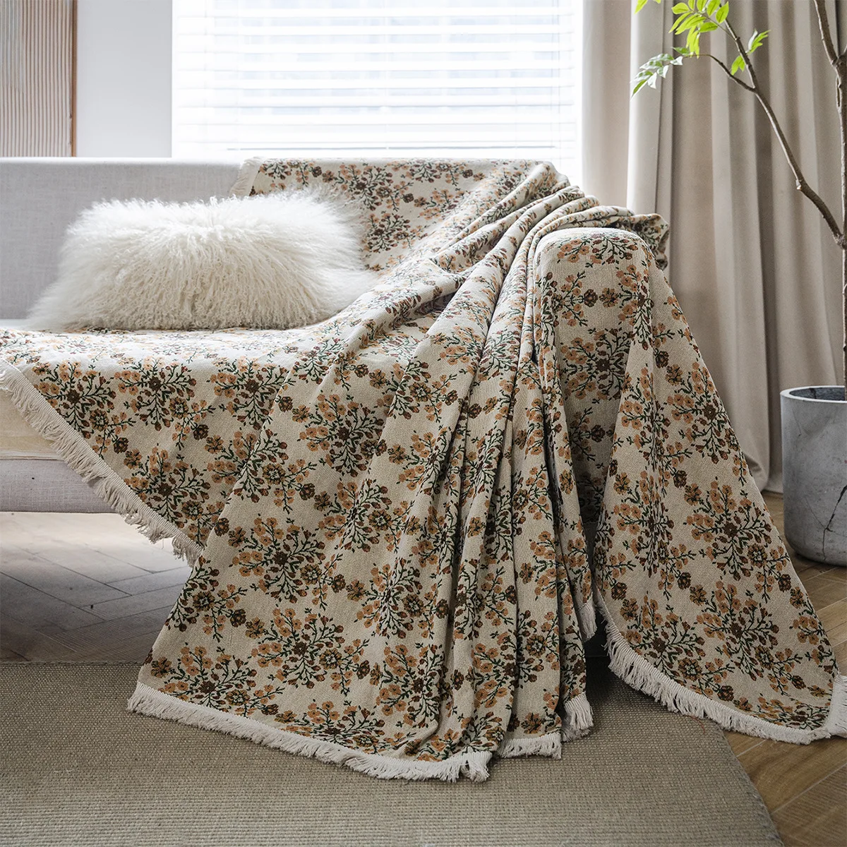 Floral Sofa Cover Cat-Proof Full Wrap Reversible for L-Shaped 2/3/4 Seater Couch Multi-Color Living Room Protector