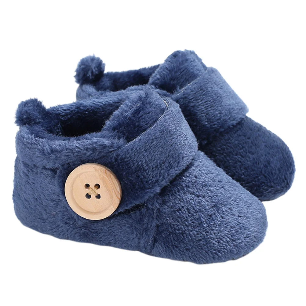 Prewalker bebê sapatos de inverno azul escuro 11cm sola macia quente sapatos da criança do bebê para meninos meninas sapatos de neve para crianças