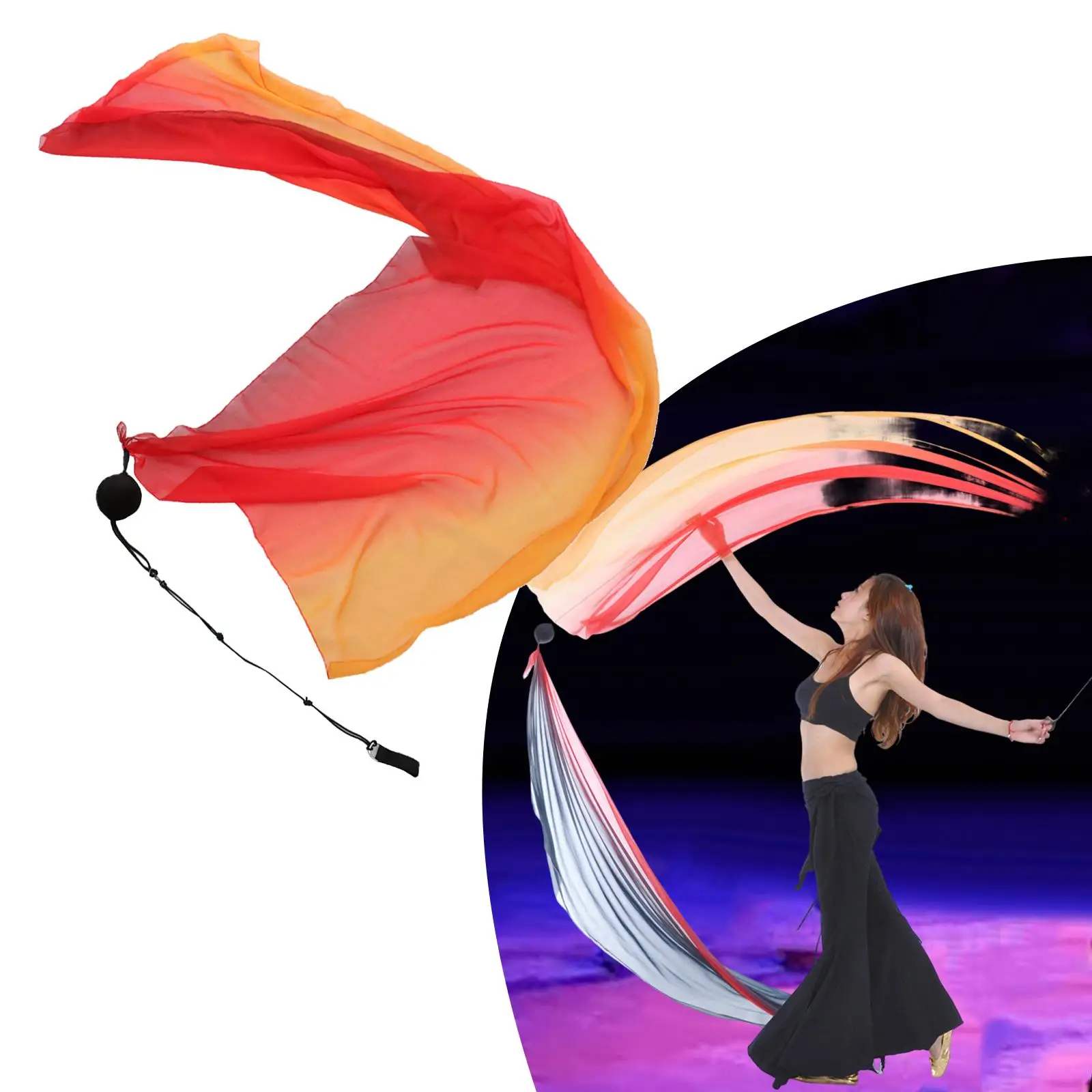 Zestaw do tańca brzucha: streamery poi, piłki do rzucania, imitacja lk do tańca, styl Halloween, model B