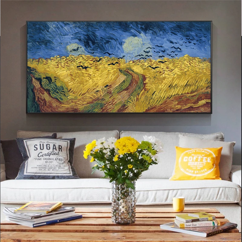 Van Gogh Weizenfeld mit Krähen Weltberühmte Gemälde Reproduktionen an der Wand Kunst Leinwanddrucke Landschaft Bild Cuadros Dekor