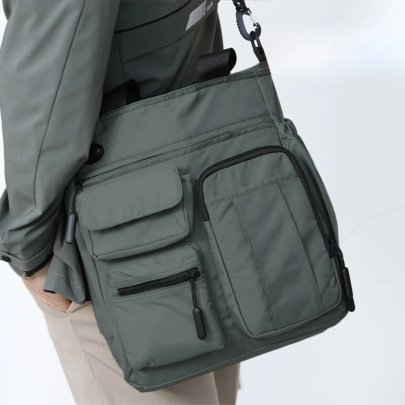 

Mens Oxford Fabric Shoulder Bag Business Travel Lightweight 14 Inch Laptop Briefcase Large Capacity Multi Layer A4 Document