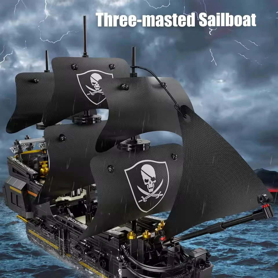 921 قطعة أفكار سلسلة كبيرة الأسود اللؤلؤ القراصنة السفينة اللبنات القراصنة الملكي معركة قارب نموذج الطوب لعب للطفل هدية MOC