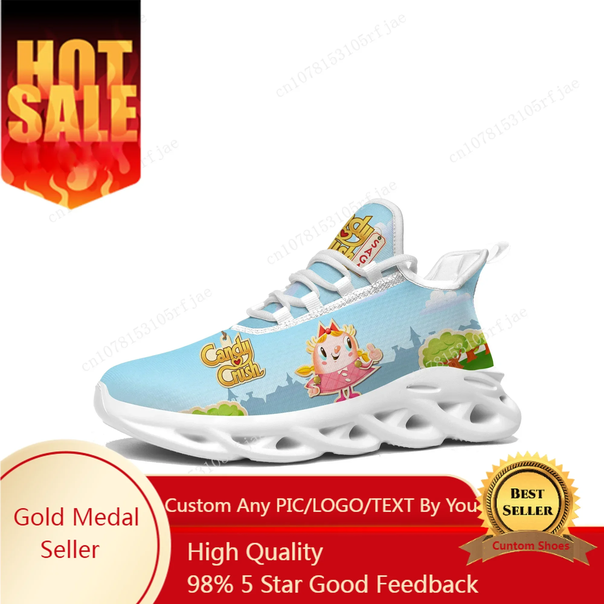 

Candy Crush Saga Sneakers Cartoon Game Mens Womens Teenager Fashion Sports Running Shoes Custom Built Lace Up Shoes