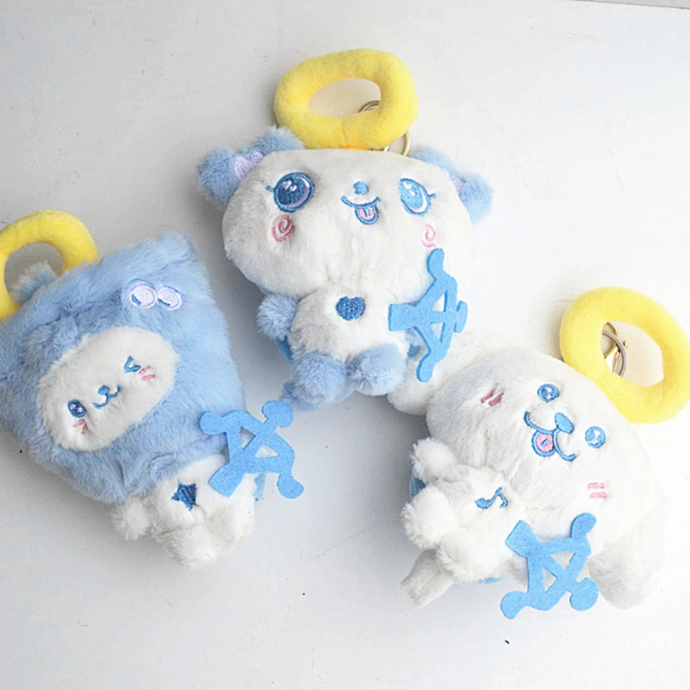 -/Kpop WISH Keychain Plush Toy Blue Angel Wings Kpop YUSHI SION SAKUYA Cosplay Fashion Doll Fans Gift