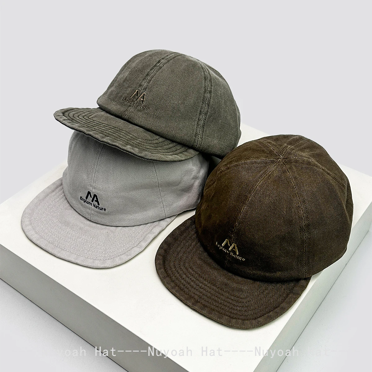

New Men Women Japanese Retro Embroidered Letters Baseball Hats Sunshade Flat Eave Versatile Peaked Caps Simple Fashion Casual