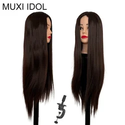 Mannequin Head Model With Long Synthetic Hair, Manikin Head Styling Hairdresser Training Head, Doll Head for Braiding Practice