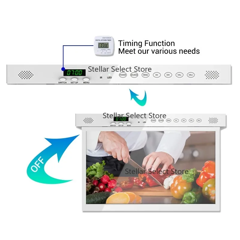 

16 Inch Kitchen TV 11.0 Installed Under Cabinet Televisions Flip Down Car TV for Caravan