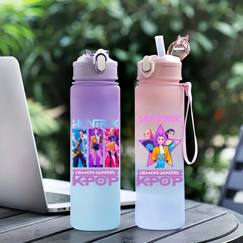 

750ml Water Cup Anime KPop Demon Hunters Gradient Color HUNTR/X Rumi Mira Zoey Jinu Drinking Bottle Saja Boy Tiger Birthday Gift
