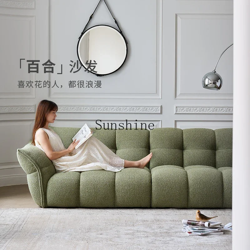 Lily sofa cream high-end villa design sense retro wind green fabric petal sofa