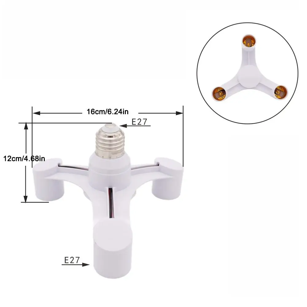 E27 to E27 Extended LED Bulb Socket 3 In 1 Bulbs Splitter Adapter Lamp Holder Plug-and-play Enhancing Lighting Lamp Bulbs Socket