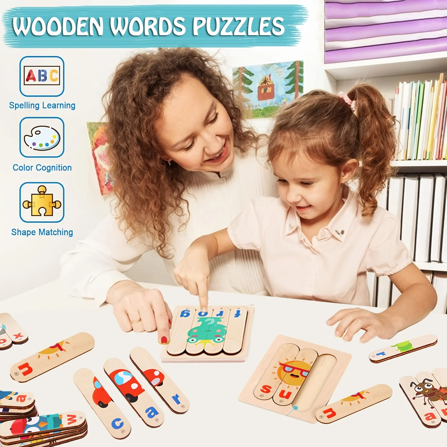 

Деревянная головоломка с алфавитом для детей — обучающая игрушка на совпадение букв, обучающая игра для строительства слов и познавательного развития