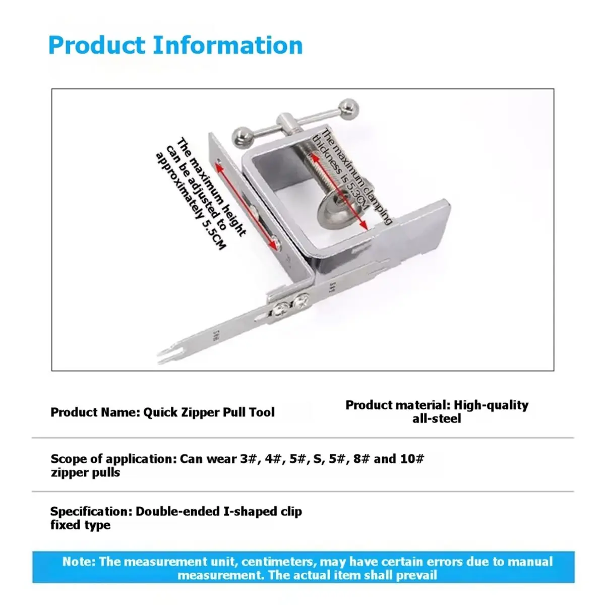 New Double-Headed Zipper Device Zipper on Zipper Fixture Zipper on Zipper Device for Pants, Dress Zipper Jig Tool