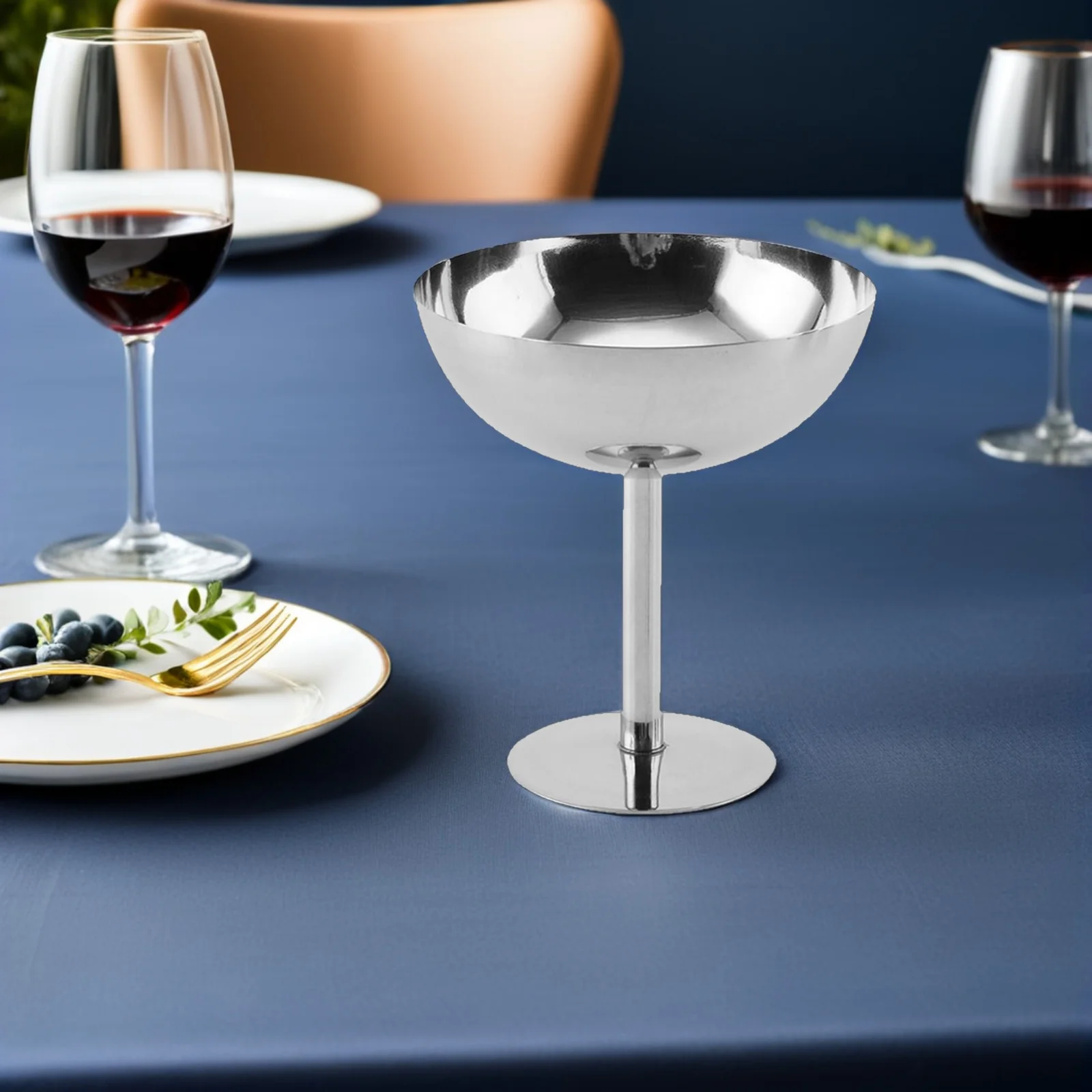 

2pcs Stainless Steel Dessert Cup Ice Cream Bowl Party Metal Yogurt Cup Reusable Smooth Surface Dishwasher Safe