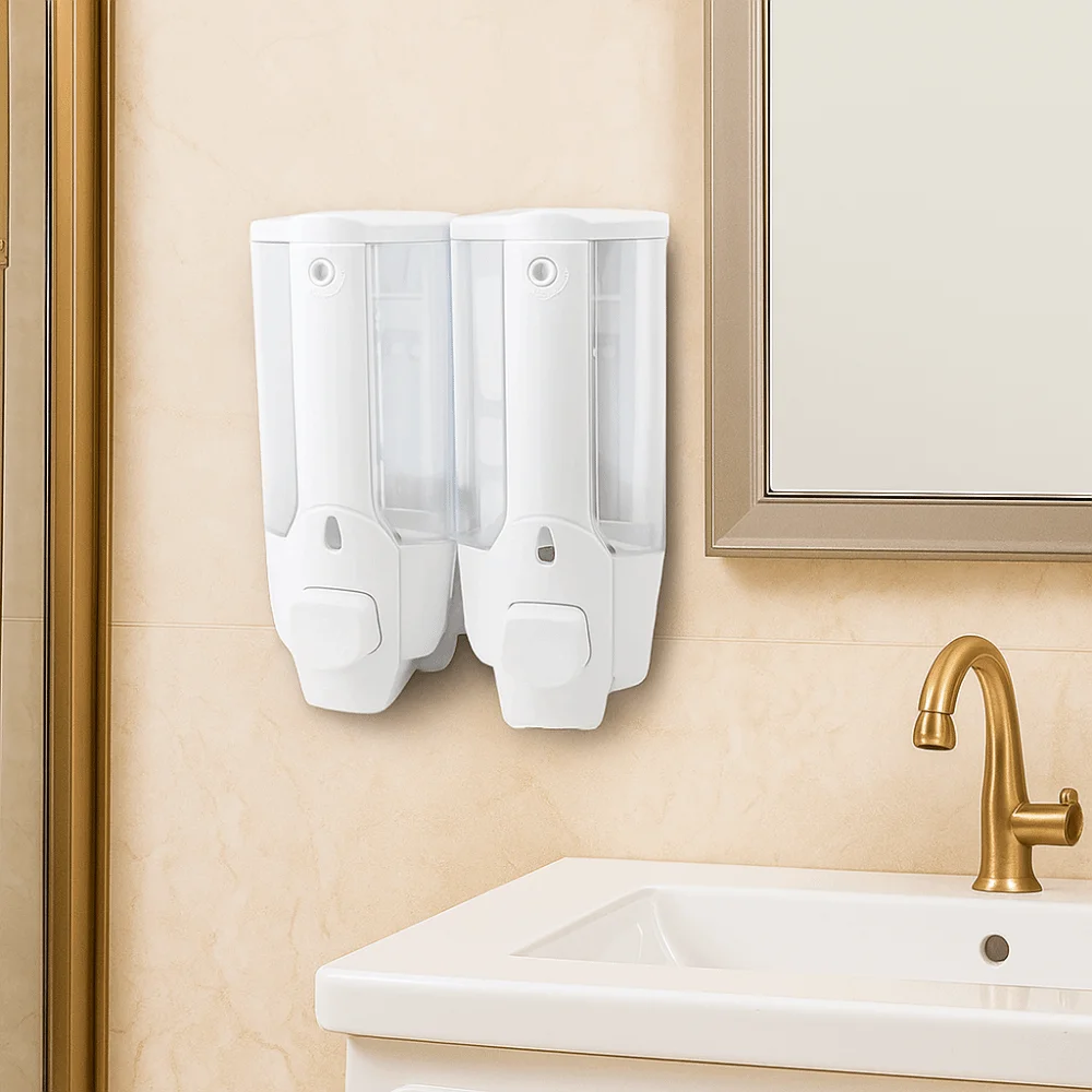 

ABS Wall-mounted Liquid Dispenser Manual Operation Large Capacity Soap Dispenser 640ml Touchless Press Soap Organizer Toilet