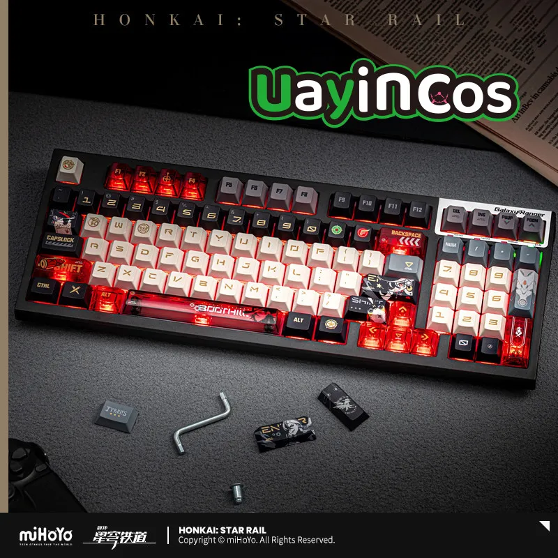 

Оригинальная механическая клавиатура Honkai Star Rail Boothill, игровая клавиатура RGB, беспроводной реквизит для киберспорта, аксессуары для кукол, игр, игрушки для детей