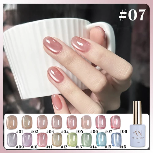 Imagen 2 del producto MIANEL 1-16PCS Esmalte de Uñas en Gel Efecto Ojo de Gato Magnético Humo Ligero 2025 Nuevo con Cuentas de Cristal, Pegamento para Uñas Rosa Nude, Uñas Rosas, Uñas Azules, Arte de Uñas
