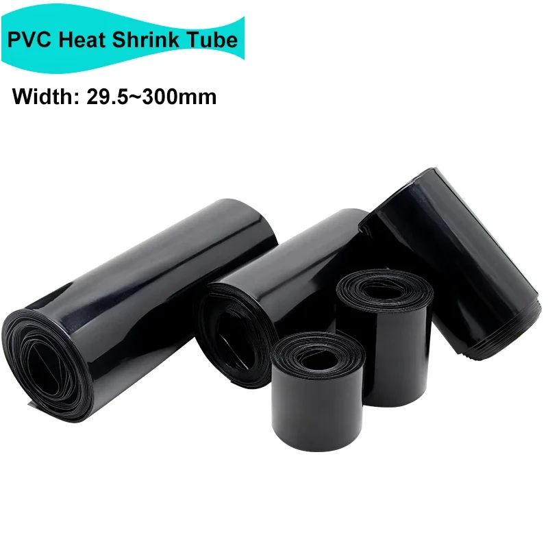 

1~20M Black 18650 Battery Pack Wrap Width 29.5mm~300mm Insulated Protection Film Wrap lithium Case PVC Heat Shrink Tube