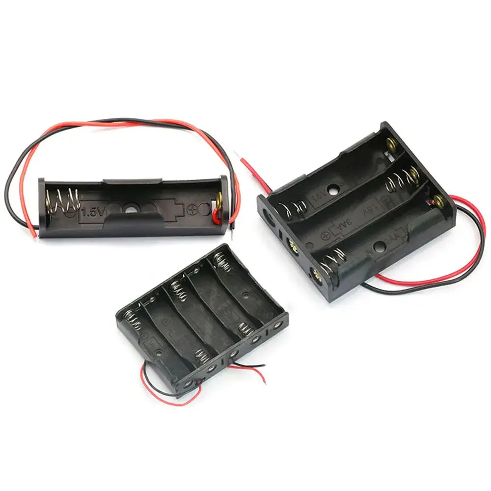 1 Pcs 1 2 3 4 5 6 Way AA Battery Box No. 5 Slots Battery Holder DIY With Leads Series Connection Without Switch Cover