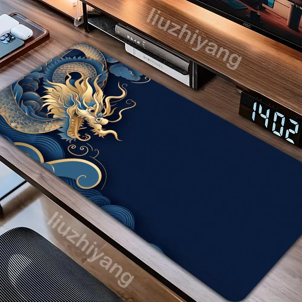 

Коврик для мыши с дизайном дракона, большой коврик для компьютерного офисного игрового стола, XXL, резиновые противоскользящие коврики для клавиатуры с прошитыми краями, моющиеся настольные коврики