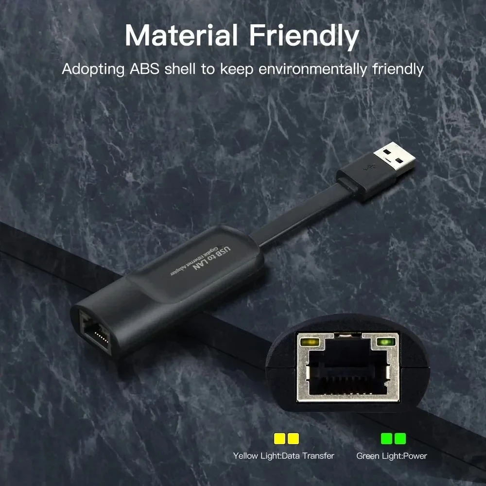 1000Mbps Ethernet Adapter 2.5G Type C USB 3.0 to RJ45 Network Card Wired Ethernet Gigabit Adapter Lan Card Hub for MacBook iPad