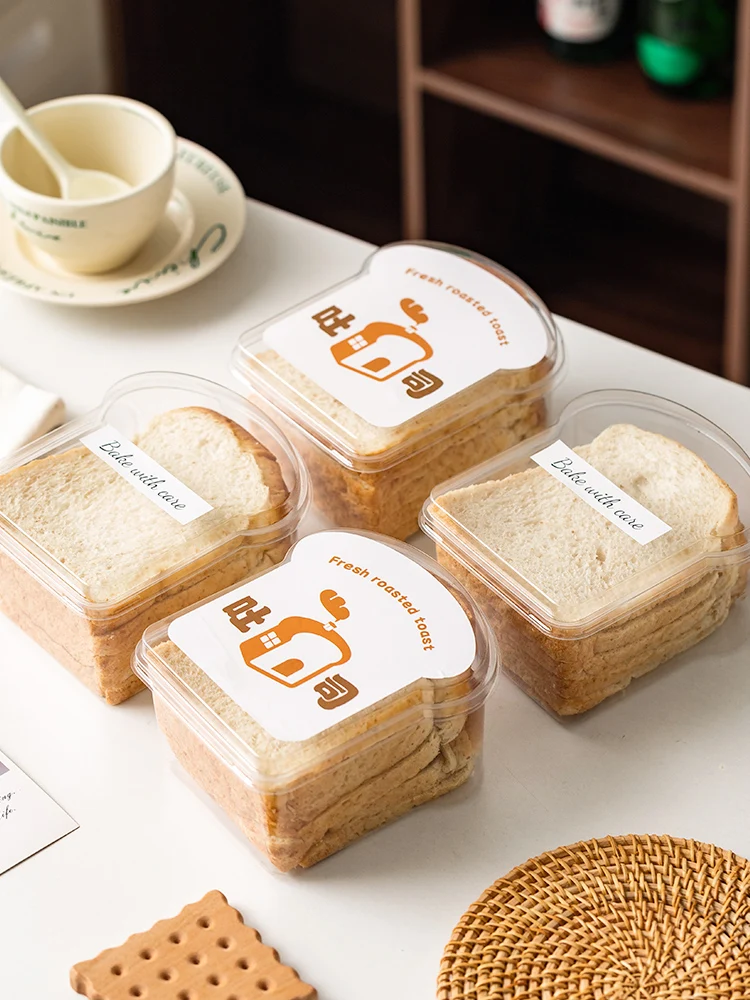 

Thi Sliced Toast Paaging Box Transparent Disposable Baking Pastry Paing Box Small Bun Donut Slicing Bread Kitchen Tool