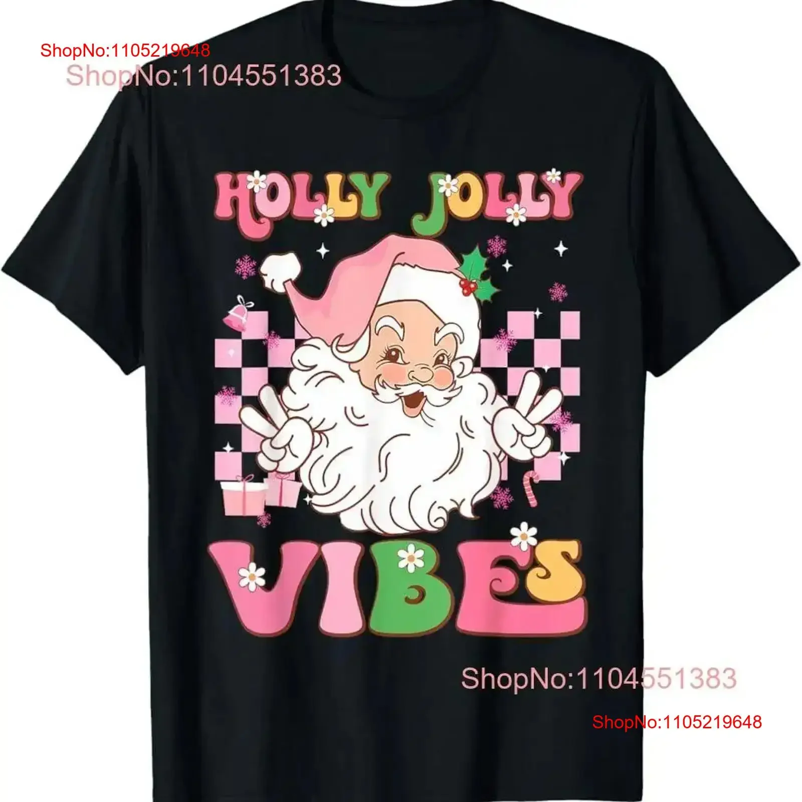 

Groovy Cute Santa Claus Christmas Vibes Xmas Girls Womens T Shirt vintage Washed Stylish streetwear graphic homme