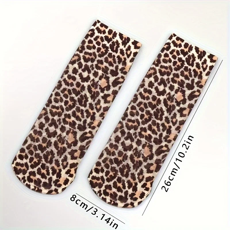 Calcetines elegantes de malla con estampado de leopardo para mujer, medias ligeras, duraderas y suaves, elevan tu estilo y comodidad, paquete de 2