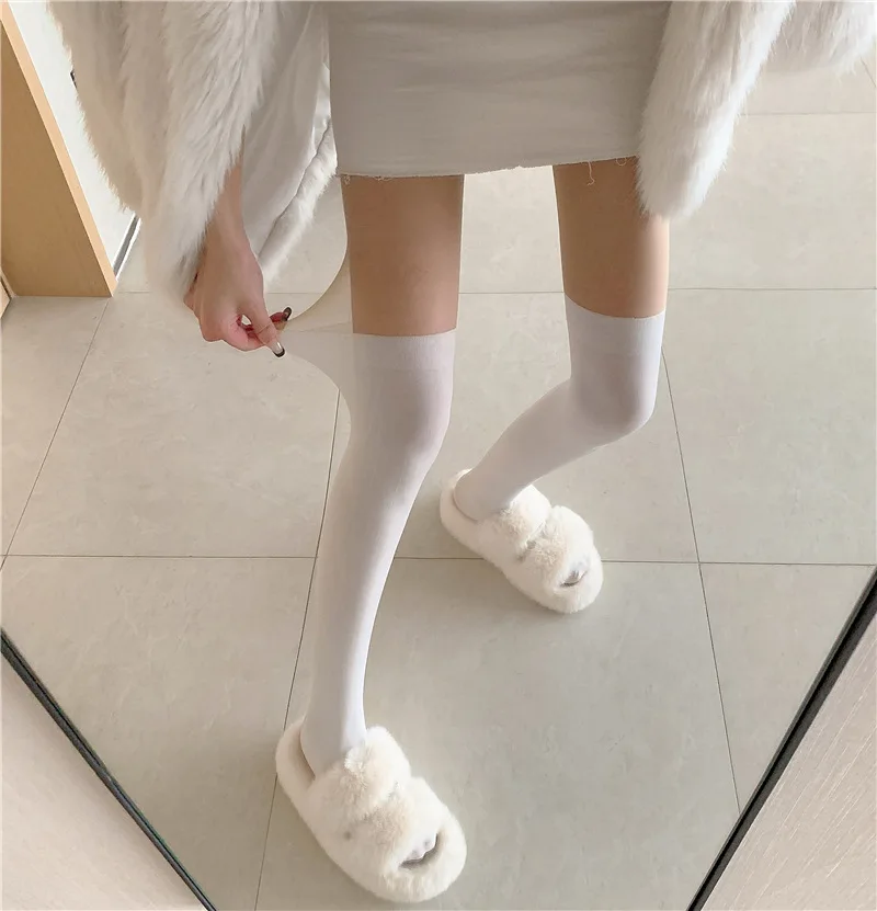 White Patchwork Stockings Japanese False Leg Socks JK Socks Knee-high Stockings Sexy Black Arbitrary Cut Pantyhose