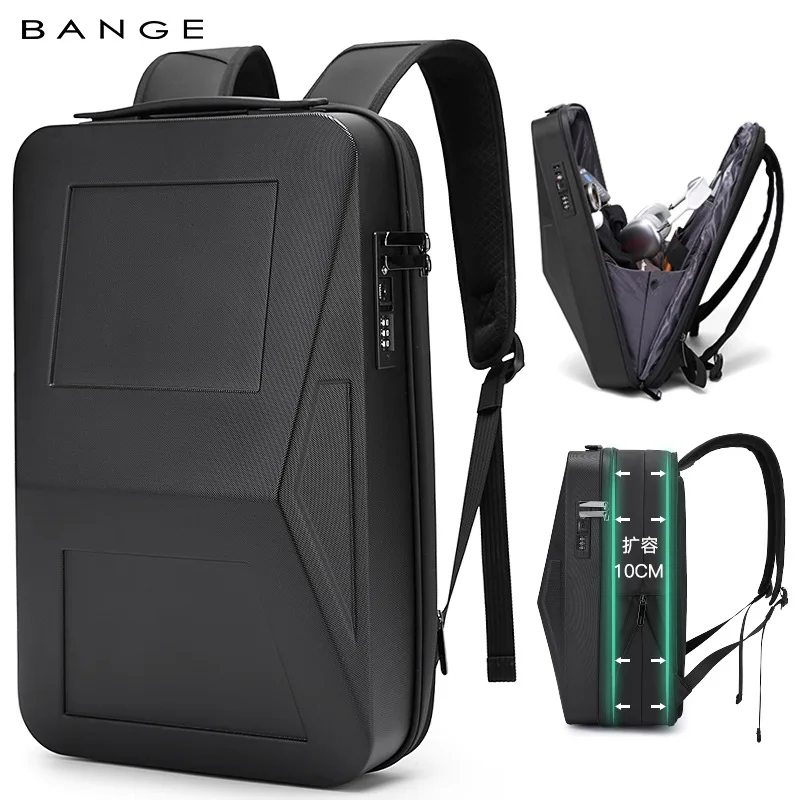 

Bange Backpacks 16 Inch Thin Laptop Bag Men FashiSchool PC Anti-Theft Combination Lock Charging Port Hard Shell Backpack