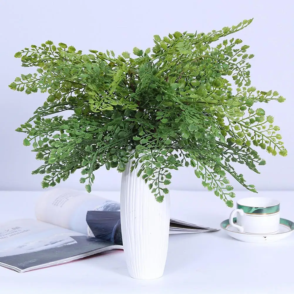 1 Branch Chic Fake Plant  Long-lasting Colorfast Simulation Plant  Decorative Green Fake Stem with Leaves