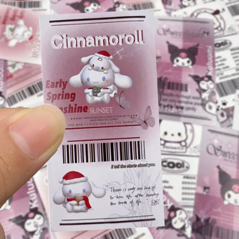 Kawali Sanrio Kuromi Cinnamoroll Pochacco Sealing stiker Diy akun tangan bahan stiker Ins lucu mainan anak-anak Hadiah untuk anak perempuan