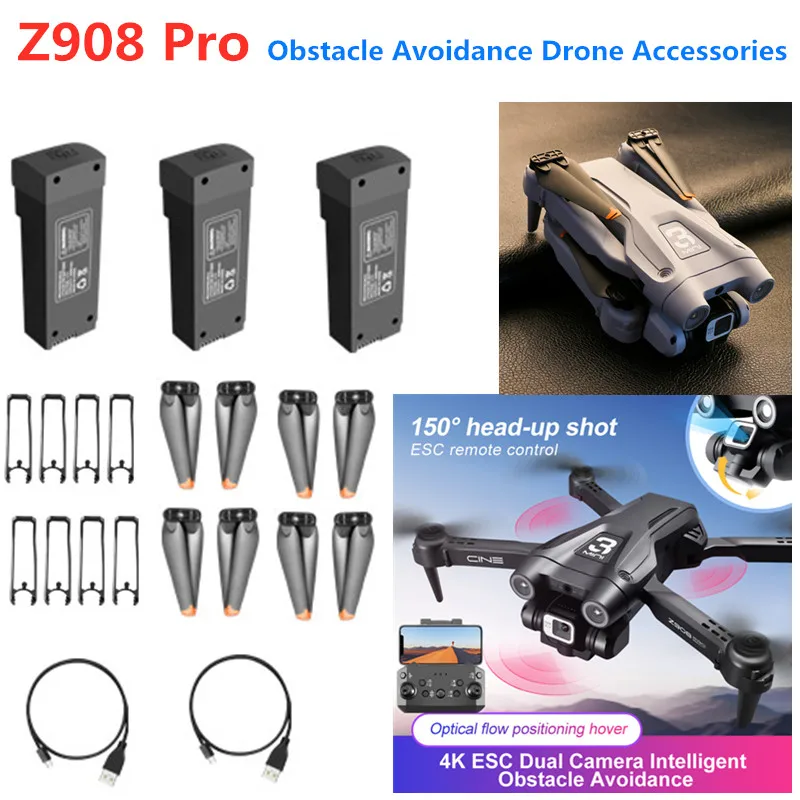 Z908 Pro RC Drone Battery 3.7V 2000mAh Battery Propeller USB for Z908 Drone Accessories Z908 Pro Obstacle Avoidance Drone Parts